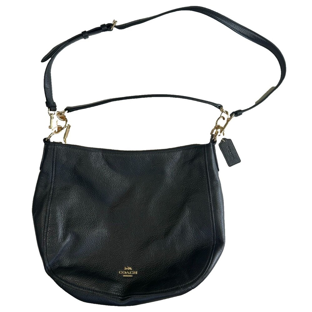 Coach Elle Hobo Pebble Leather Black F31399